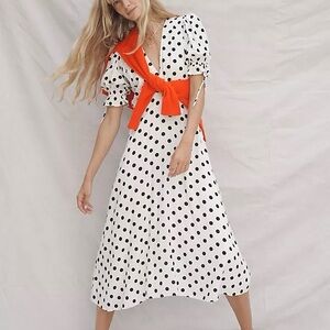 NWT Faithfull The Brand Franca Polka Dot Midi Dress Charlize
